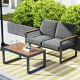 thumbnail image 2 of Gymax Ensemble de Mobilier de Patio en Aluminium 2 Pcs Canapé Sectionnel Coussiné avec Table à Café, 2 of 6