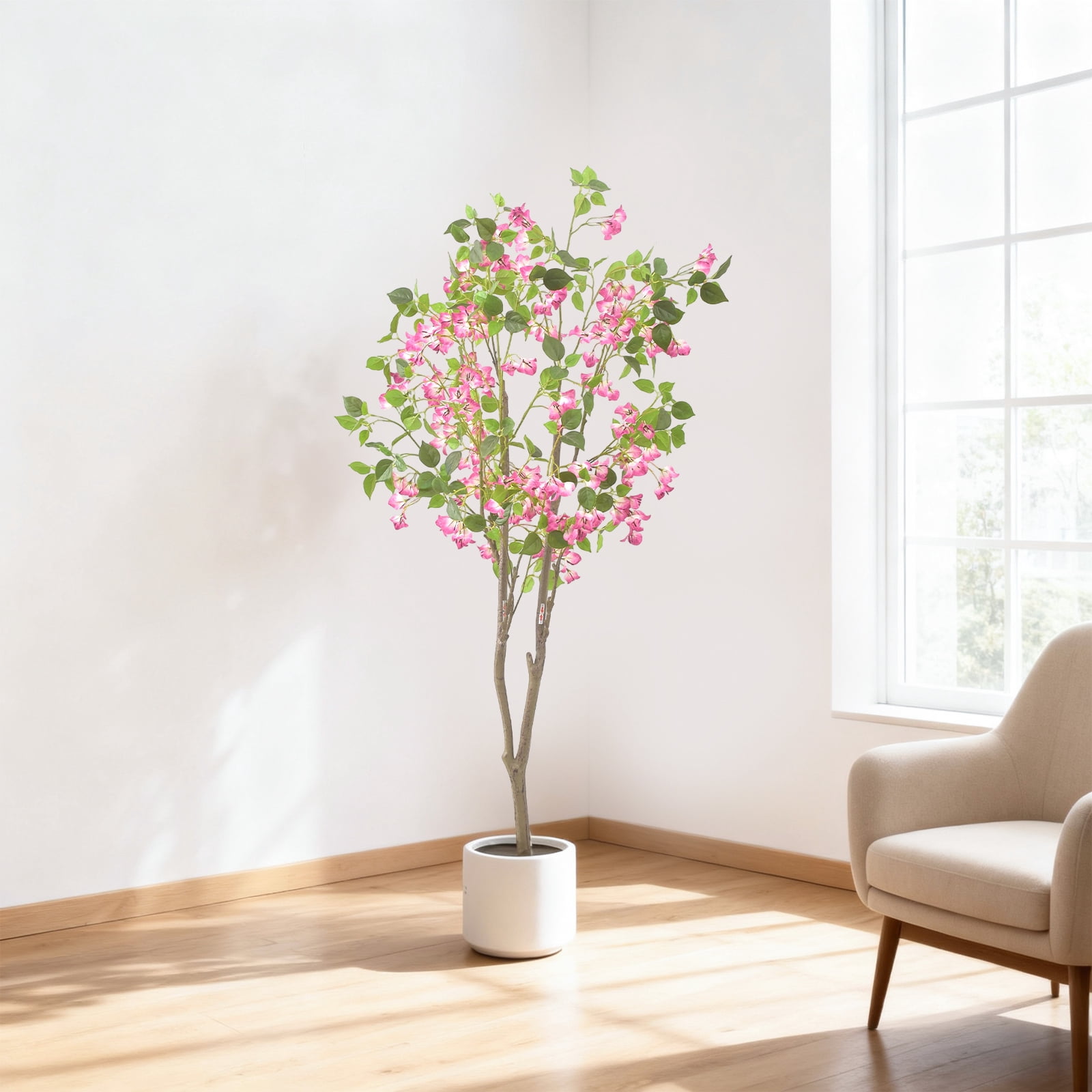 5FT Indoor Artificial Trees Faux Tree, Artificial Planter, Artificial Fake Tree Potted Flower, Thanksgiving Christmas, Artificial Plants for Home Office Wedding Party Gifts Indoor Outdoor Decor