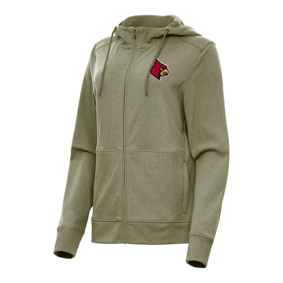 Women's Antigua Olive Louisville Cardinals Seeker Full-Zip Hoodie