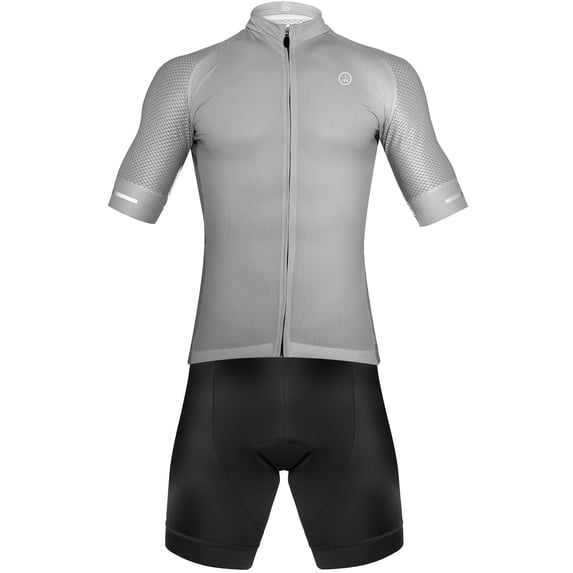 Zol Cycling Breathable Race Fit Jersey With Bib (Grey, Large)