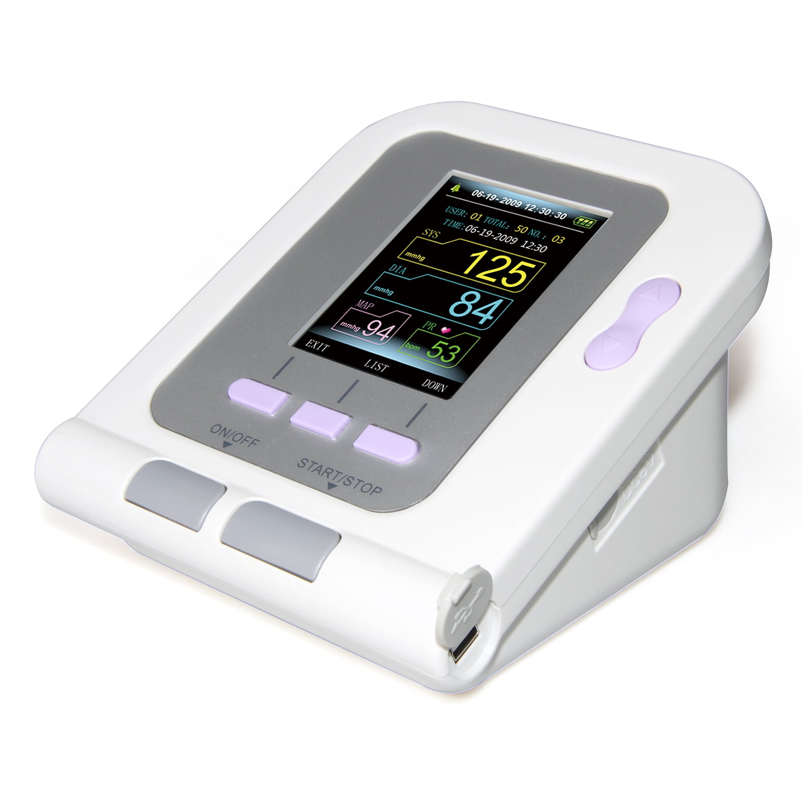 Digital Blood Pressure NIBP Spo2 Machine USB PC Software Analysis, Color LCD