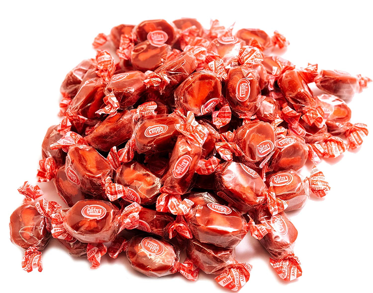 Strawberry Caramel Creams 1 LB Resealable Stand Up Candy Bag Goetze