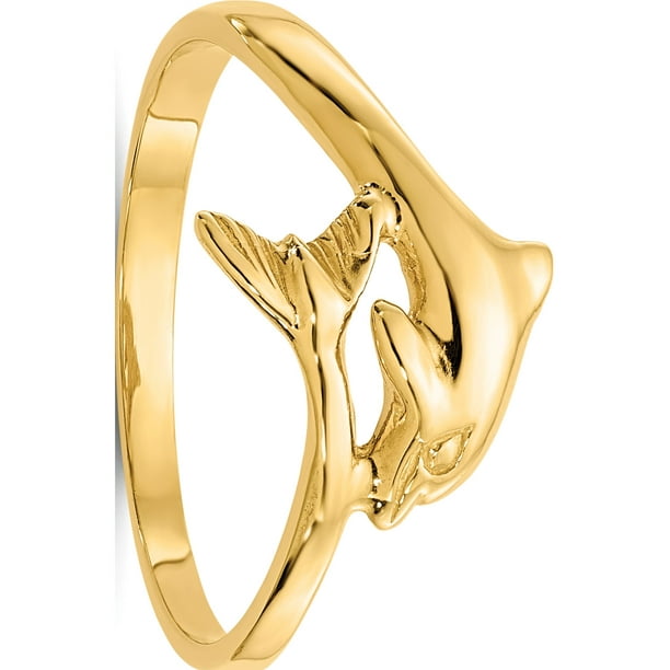Jewelry by Sweet Pea - 14k Yellow Gold Dolphin Ring - Walmart.com ...