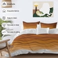 thumbnail image 4 of Orange Ombre Stripes Bedding 3 Piece Duvet Cover Set Twin Size, Farmhouse Retro Abstract Waves Art Soft Microfiber Comforter Cover with Zipper Closure & Pillowcases, FadeResistant Quilt Cover, 4 of 9