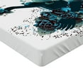 thumbnail image 2 of Ambesonne Vintage Fitted Sheet, Grunge Skull Girl Roses, Queen Size, Petrol Blue White, 2 of 3