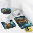 thumbnail image 4 of 4 Pcs Abstract Lion Bathroom Sets with Shower Curtain and Rugs, Nature Animals Vintage Landscape Shower Curtain Set with Rug, Mats and Accessories for Bathroom Decor, 4 of 8