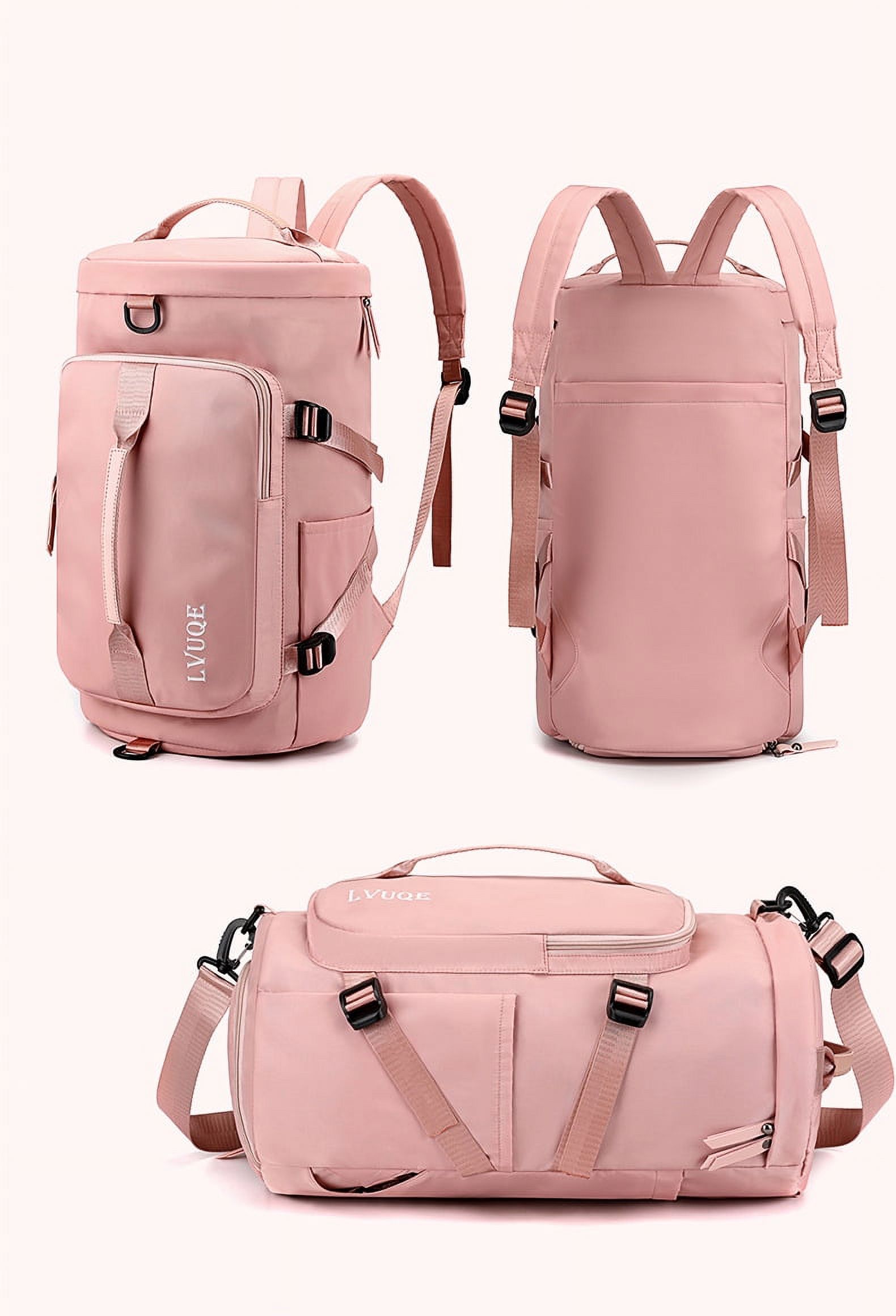 Wehilion Travel Duffle Bags Sports Gym Bag with Shoulder Strap Weekender Overnight Backpack,18"*9",Pink