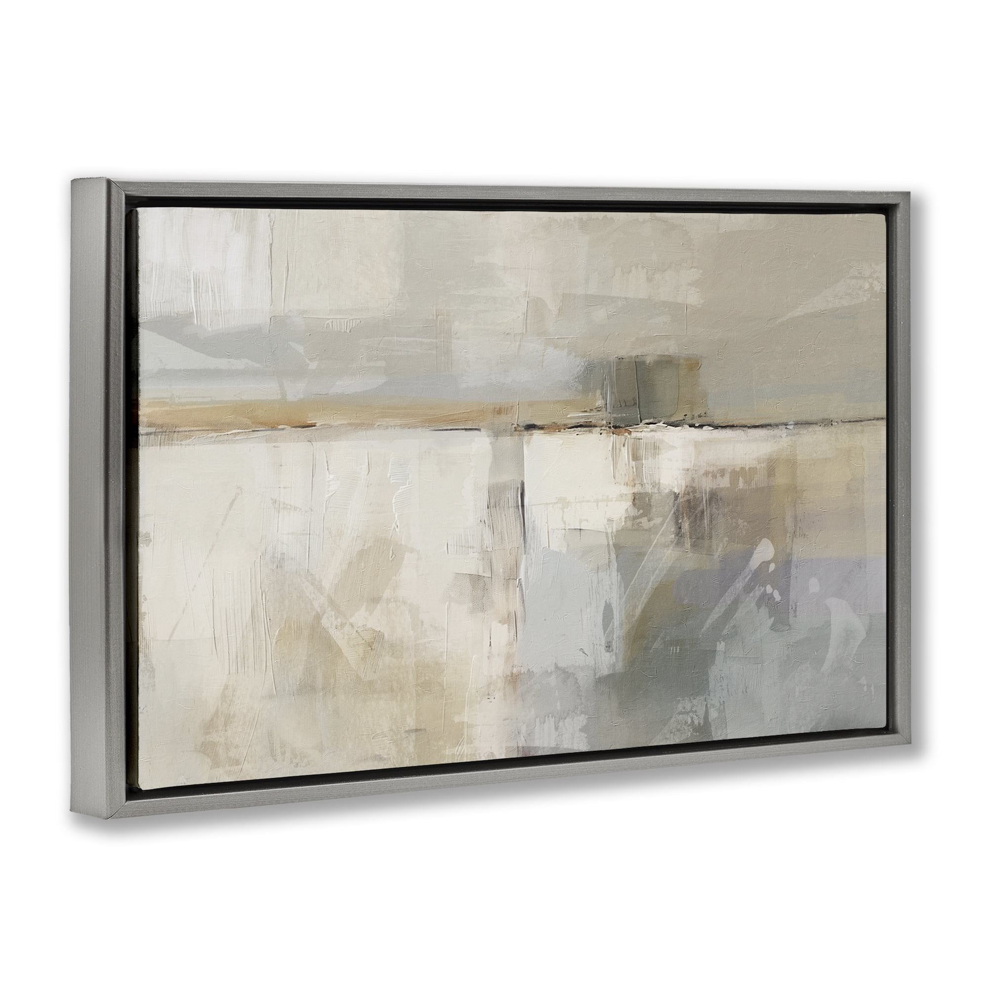 Stupell Industries Shimmering Meadow Abstract Abstract Painting Gray Floater Framed Canvas Art Print Wall Art, 25 x 17