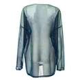thumbnail image 7 of Douhoow Women Shiny Sheer Mesh See Through Tops Summer Loose Blouse Long Sleeve Cover ups, 7 of 7