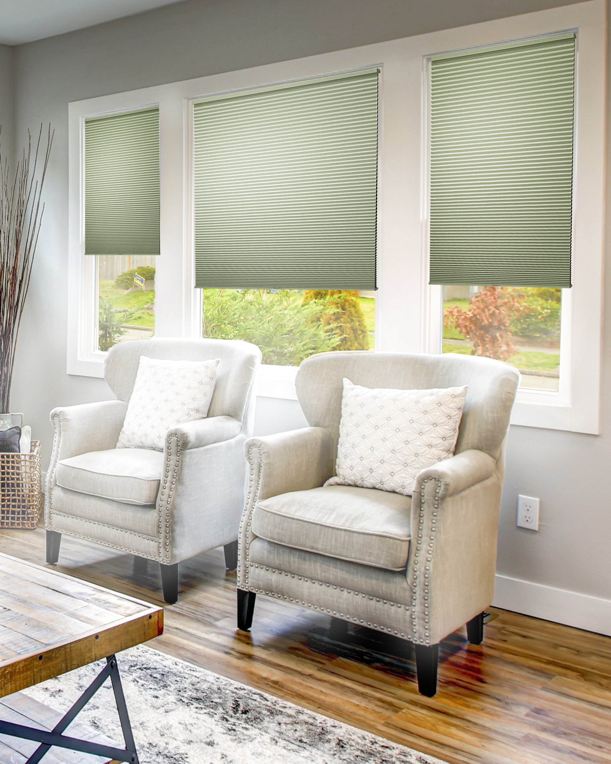 Chicology Cordless Cellular Shade Blackout, Palmer Green 47"W x 48"H