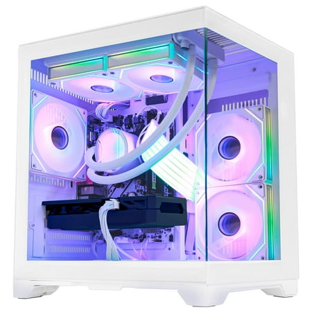 HELLOLAND Gaming PC Desktop - AMD Ryzen 5 5500 3.6 GHz - RX 6650 XT 8GB - 16GB DDR4 RAM - 1TB M.2 SSD- 240 Liquid Cooler - WiFi & Bluetooth -RGB Fans -Windows 11 Pro Computer-White