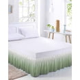 thumbnail image 2 of Sage Green Ombre Bed Skirt King Size, Modern Sage Green Abstract Art Wrap Around Bed Skirting with Adjustable Elastic Strap, Dust Ruffled Pleated Bedskirts 18 Inch Drop for Bedroom King Beds, 2 of 9