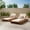 Sandblast Teak/Cream, variant on Noble House Broadway Outdoor Acacia Wood Chaise Lounge in Teak (Set of 2)