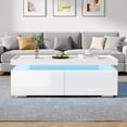 thumbnail image 2 of Noble House 37.4" High-Gloss Coffee Table,LED Lit with 2 Drawers,White, 2 of 9