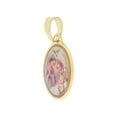 thumbnail image 2 of 14k Yellow Gold, Baptism Christening Religious Pendant Colorful Enamel Overlay Oval Medal 15mm with 18" Dainty Neck Chain, 2 of 7