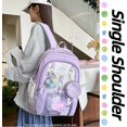thumbnail image 3 of Kawaii Backpack Double Shoulder Bag with Cute Star Removable Pouch Small Clear Front Pocket Large Capacity Fits 16" Laptop Dopamine Colors Daypack (Pink), 3 of 7