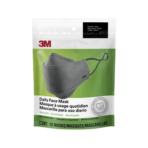 3M, MMMRFM10010, Daily Face Masks, 10 / Pack, Gray