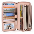thumbnail image 5 of UTO Wallets for Women PU Leather Zip Around Clutch Purse Card Holder Large Capacity Ladies Phone Wristlet(Light Pink), 5 of 7