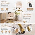 thumbnail image 4 of Ktaxon Office Desk Chair Adjustable Flannel Computer Task Chair Small Rolling Vanity Stool with Wheels for Study Make-up Dressing Room Off White, 4 of 9