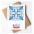 thumbnail image 1 of Blue Morocco Decorative Flower Ilustration Happy Birthday Greeting Cards Envelopes Blank, 1 of 3