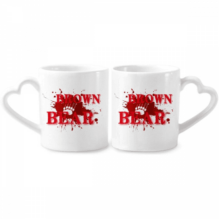 

Outline Brown Bear Foot Couple Porcelain Mug Set Cerac Lover Cup Heart Handle