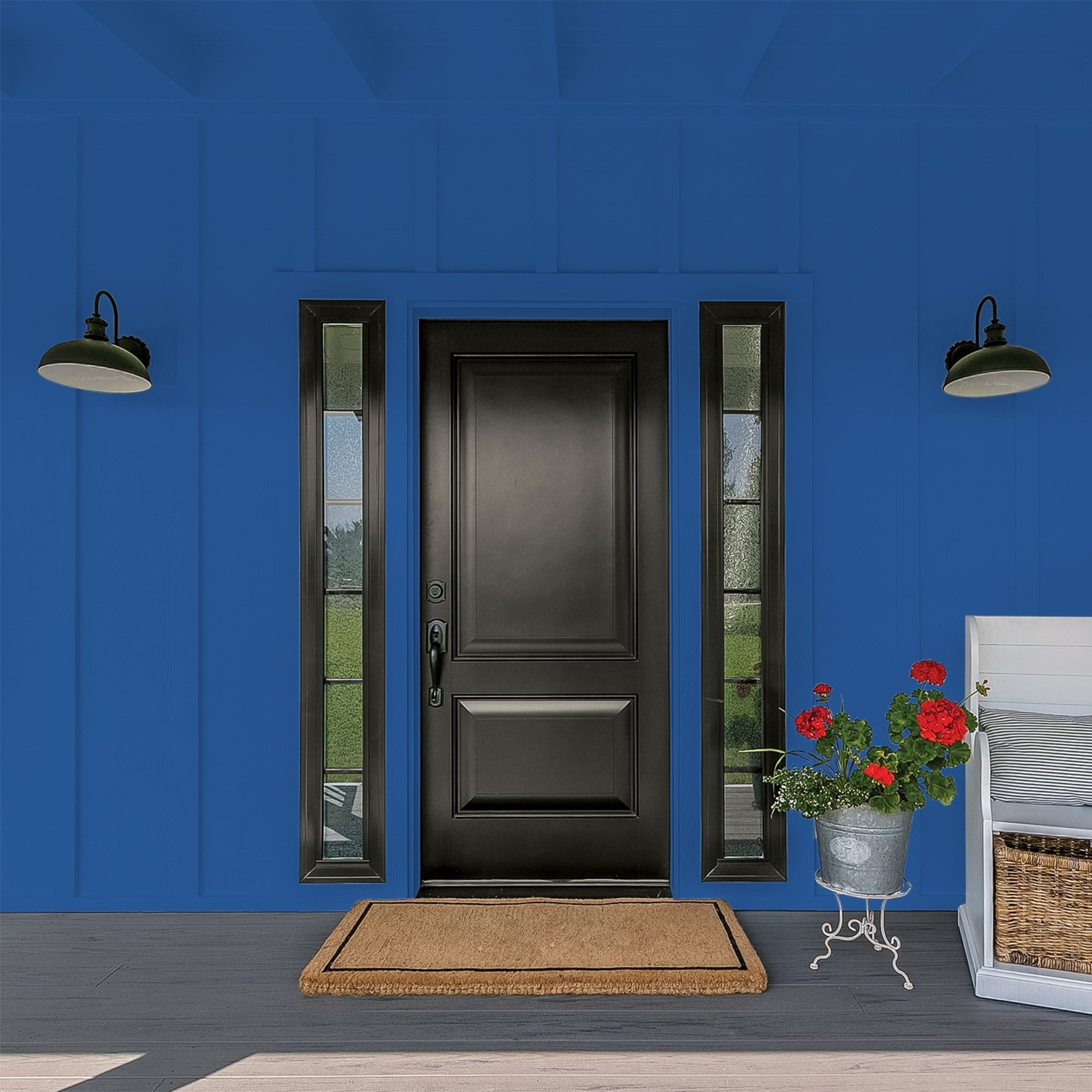 Glidden One Coat Brilliant Blue / Blue Flat Exterior Paint with Primer, 1 Gallon
