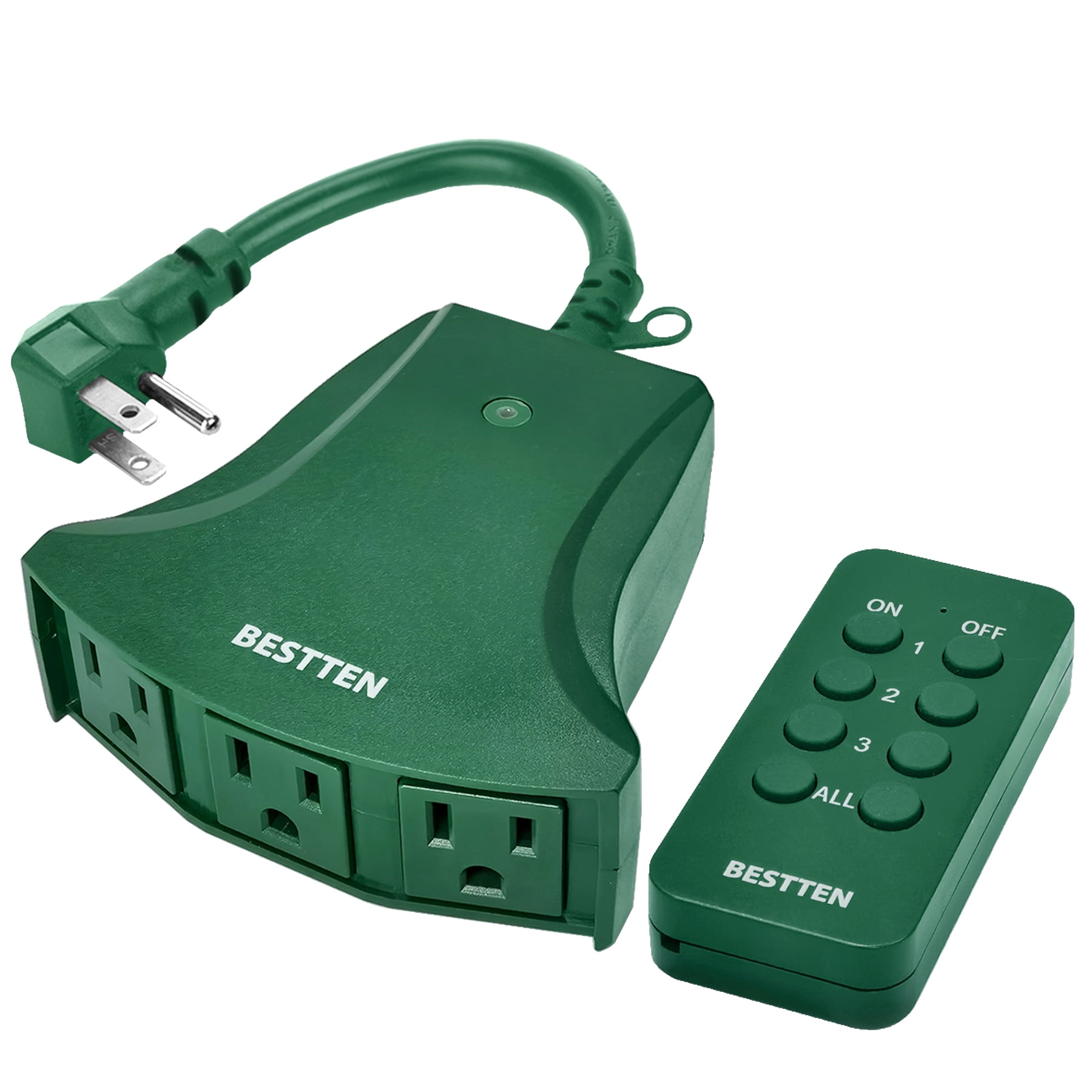 BESTTEN Outdoor Indoor Remote Control Outlet, Wireless Electrical
