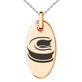 thumbnail image 1 of Stainless Steel Letter C Initial 3D Monogram Engraved Small Oval Charm Pendant Necklace, 1 of 1