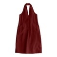 thumbnail image 6 of Miluxas Womens Halter Backless Maxi Dress Summer Sleeveless V Neck A Line Long Dresses with Pockets Y2k Going Out Dress Beach Vacation Outfits Red, 6 of 7