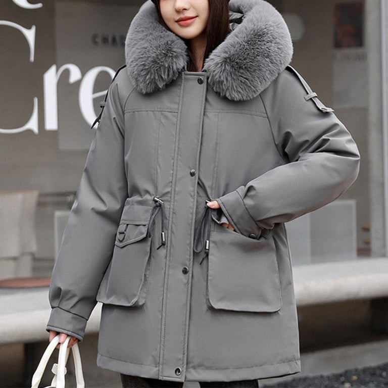 Brnmxoke Womens Puffer Jacket Black Thicken Zipper Plus Size