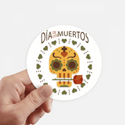 l Rose The Day Of The Dead Mexico Sticker Round Wall Suitcase Laptop Label Bumper