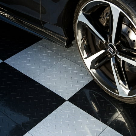 FlooringInc Nitro Tiles 12"x12" - Diamond Pattern Black | Great for Garage Flooring and Trailer Flooring