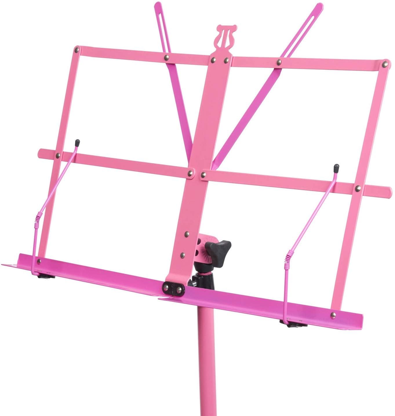 Audio2000'S AST4448 Portable Folding Steel Sheet Music Stand with Extra height Upto 60" and Carrying Bag, Pink/Magenta