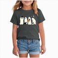 thumbnail image 2 of KPOPLK Kids Girl Halloween T Shirt Cute Ghost and Cat Graphic Short Sleeve Crew Neck Tee Top Size 5-6 Years,Grey, 2 of 4