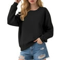 thumbnail image 2 of Basic Sweatshirts for Women 2025 Long Sleeve Crewneck Casual Oversized Plain Sweatshirt Pullover Tops, 2 of 5