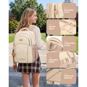Girls School Backpack Waterproof 15.6 Inch Laptop Bookbag with Star Keychain, Lightweight School Bag with Trolley Strap and Hidden Pocket