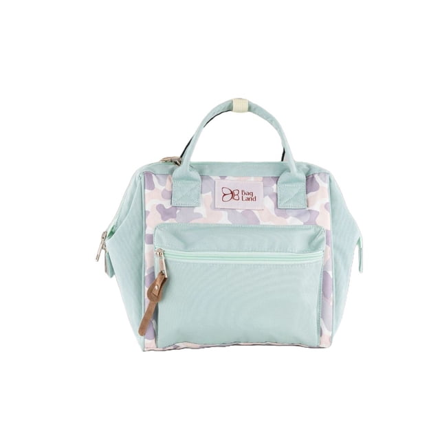 Mochila Pañalera BAGLAND Color azul 100% Algodón con patrón de bordado
