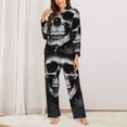 thumbnail image 6 of Rateoe Black White Hat Skull Pattern Womens Pajamas Set Long Sleeve Sleepwear Button Down Nightwear Soft Cotton Pj Lounge Sets, 6 of 9