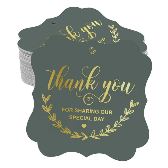 Inkdotpot Pack Of 50 Thank You For Sharing Our Special Day Bridal Shower-Baby Shower-Retirement-Wedding-Birthday Paper Tags DIY Craft Bracket Shape Real Gold Foil Hang Tags