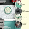 thumbnail image 3 of Infinity Instruments Retro Round Mint Green Wall Clock, 9.5", 3 of 7