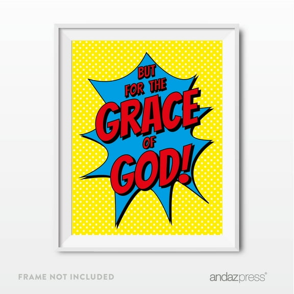 But for the Grace of God Bible Verses Religious Wall Art, Superhero Pop Art