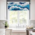 thumbnail image 2 of Blue Gradient Window Valances, Modern Geometric Ocean Waves Abstract Light Filtering Kitchen Window Treatments, Short Rod Pocket panel Curtains, Curtain Valance for Bedroom Windows 54"x18", 2 of 6