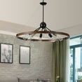 thumbnail image 5 of Jopath 32" Rustic Industrial Chandelier, 8-Light Farmhouse Pendant Lighting Fixture with Metal and Wood Finish, Adjustable Chain for Dining Room, Kitchen, or Living Room (No Bulb), 5 of 7
