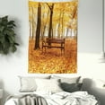 thumbnail image 3 of Rustic Tapestry, Rustic Bench in Orange Pale Autumn Park Mist Day November Love Fall Season Photo, Wall Hanging for Bedroom Living Room Dorm Decor, 60W X 80L Inches, Orange Brown, by Ambesonne, 3 of 5
