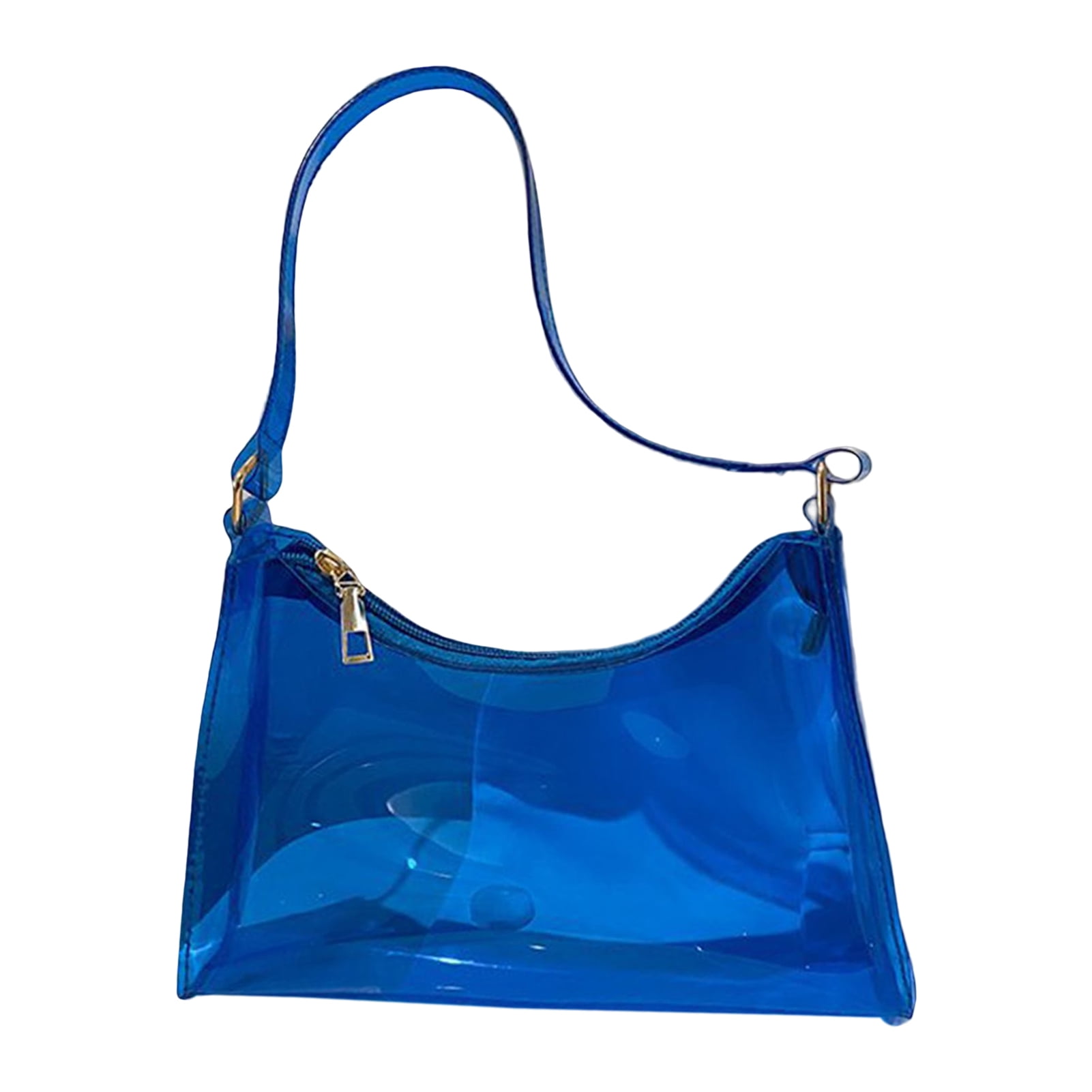 Trayknick Shoulder Bag Transparent Large Capacity PVC Multipurpose Korean Style Jelly Handbag Birthday Gift Blue