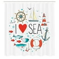 thumbnail image 3 of Ambesonne Nautical Shower Curtain, I Love Sea Words, 69"Wx75"L, White Red Blue, 3 of 5