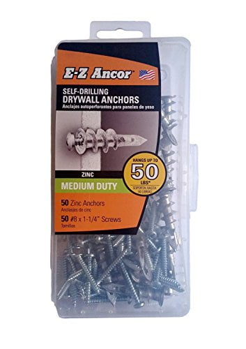 100CT ZIPIT NYLON SELF DRILLING DRYWALL ANCHORS WITH SCREWS #6 x 1 in HILLMAN 