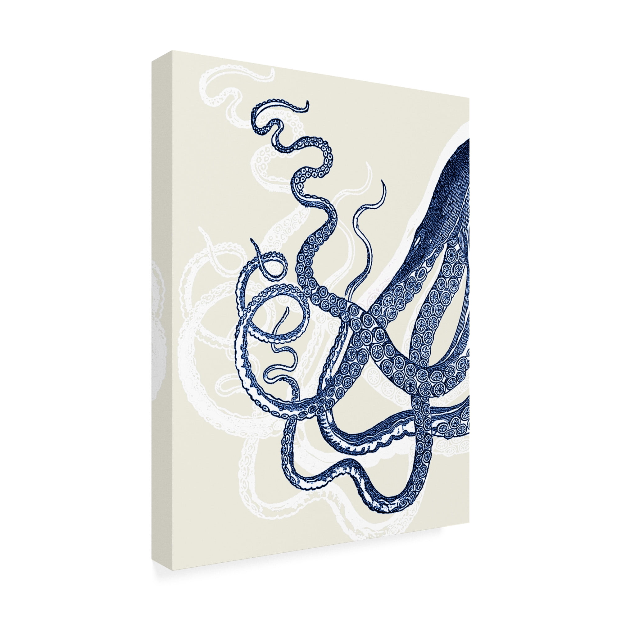 Trademark Fine Art 'Blue Octopus On Cream C' Canvas Art by Fab Funky