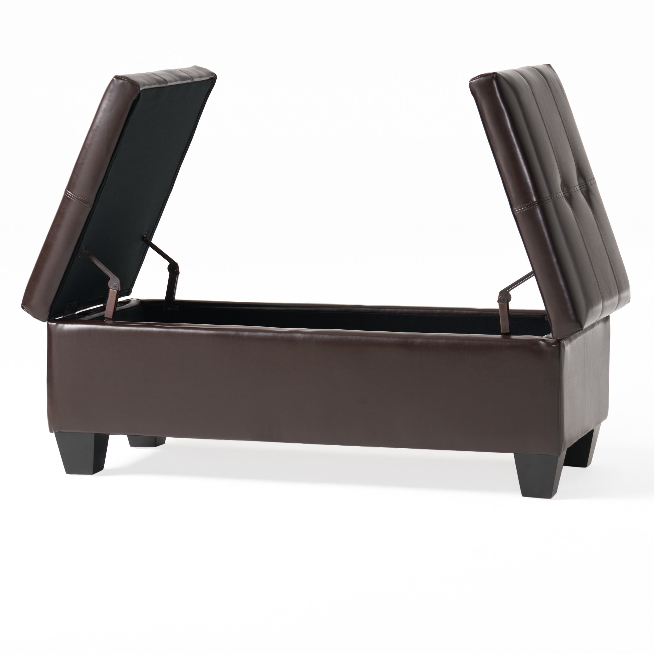 Noble House Logan Chocolate Brown Bonded Leather Storage Ottoman