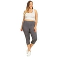 thumbnail image 4 of Women's High Waist Pocket Activewear Leggings, Charcoal, Capri, XL, 4 of 5